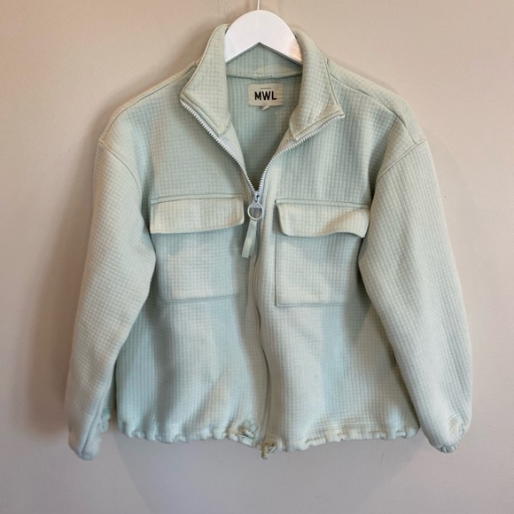 Madewell Jackets & Blazers - Madewell MWL Quilted Jacquard Zip Jacket Women’s Sz XS Iced Mint Pockets